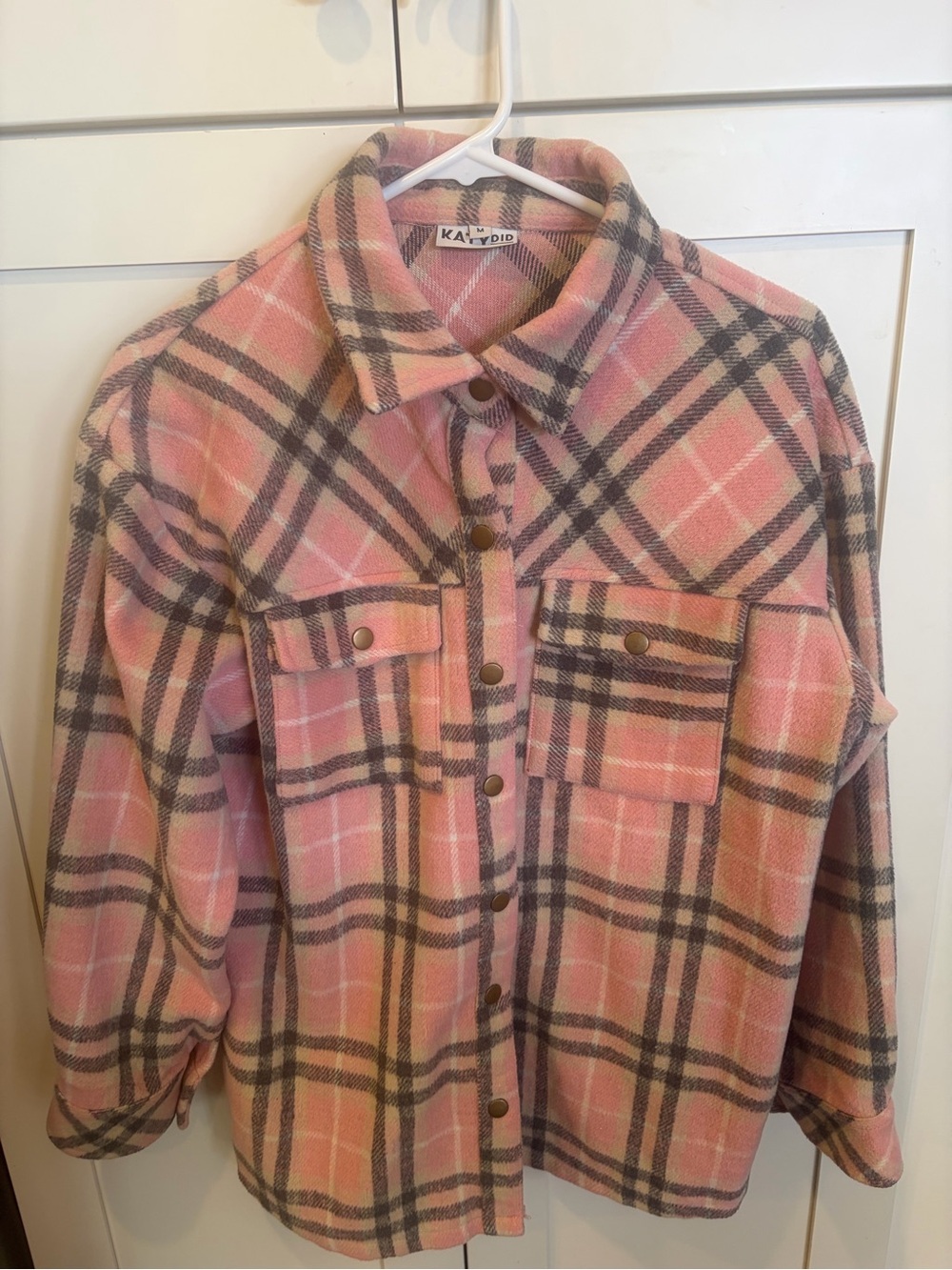 Katydid Pink and Gray Plaid Utility Shacket